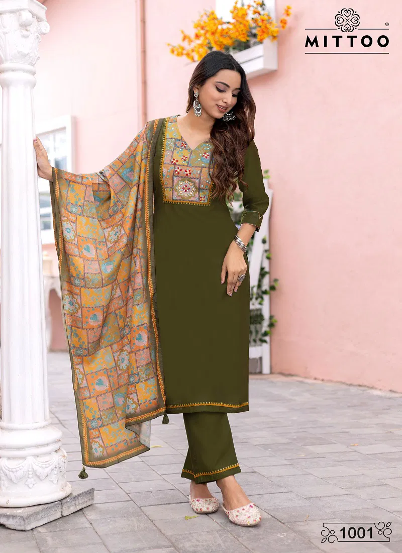 Mittoo Day Light Modal Silk Top Bottom With Dupatta Collection Catalog